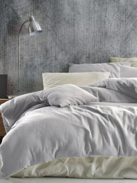 Kvalitex Francouzské mušelínové povlečení 240x220, 70x90cm světle šedé Kvalitex