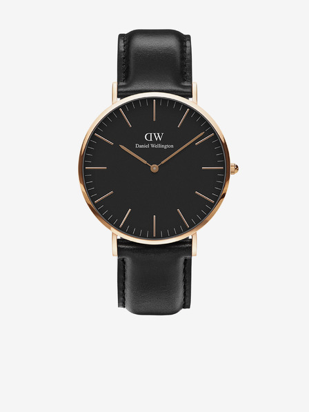Daniel Wellington Černé pánské kožené hodinky Daniel Wellington Classic