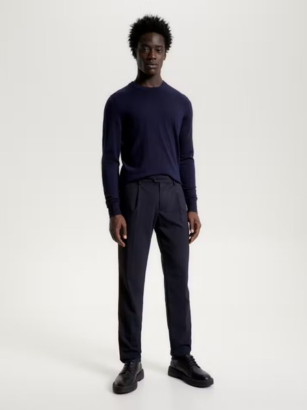 Tommy Hilfiger Pánsky modrý jemný sveter z vlny Tommy Hilfiger