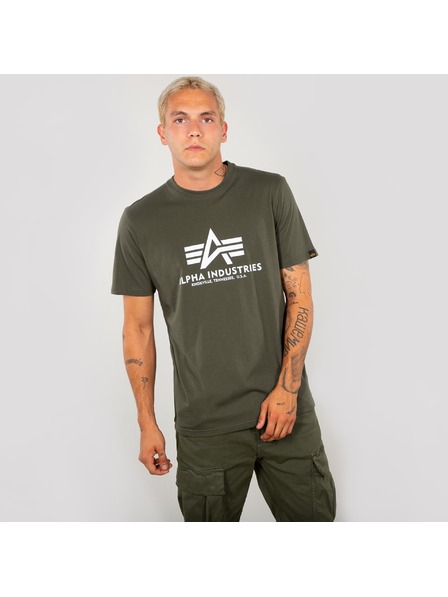 Alpha Industries Pánske zelené tričko Alpha Industries Basic T Dark Olive