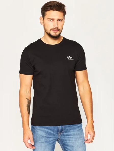 Alpha Industries Pánske čierne tričko Basic T Small Logo Alpha Industries