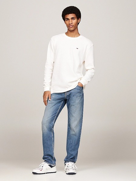 Tommy Jeans Pánske biele tričko s vaflovým vzorom Tommy Jeans