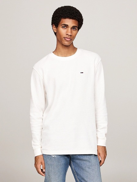 Tommy Jeans Pánske biele tričko s vaflovým vzorom Tommy Jeans