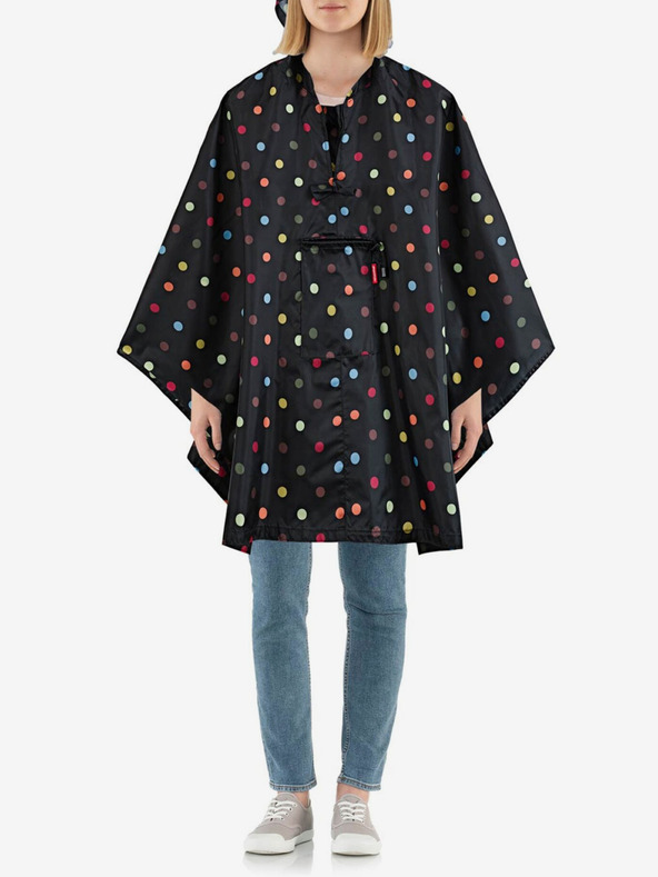 Reisenthel Černá dámská skládací puntíkovaná pláštěnka Reisenthel Mini Maxi Poncho