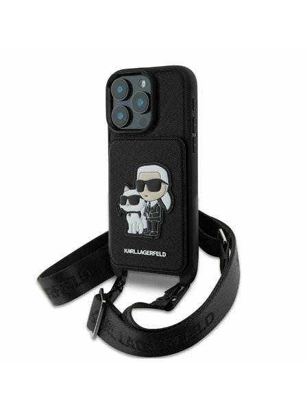 Karl Lagerfeld Karl Lagerfeld Saffiano Crossbody Popruh Karl and Choupette Kryt pro iPhone 16 Pro Black