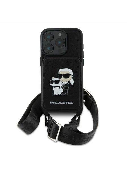 Karl Lagerfeld Karl Lagerfeld Saffiano Crossbody Popruh Karl and Choupette Kryt pro iPhone 16 Pro Black