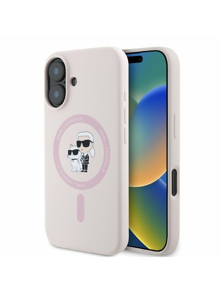 Karl Lagerfeld Karl Lagerfeld Liquid Silicone Karl and Choupette MagSafe Zadní Kryt pro iPhone 16 Pink