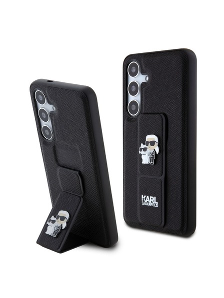 Karl Lagerfeld Karl Lagerfeld Saffiano Grip Stand Metal Logo Zadní Kryt pro Samsung Galaxy S24 Black