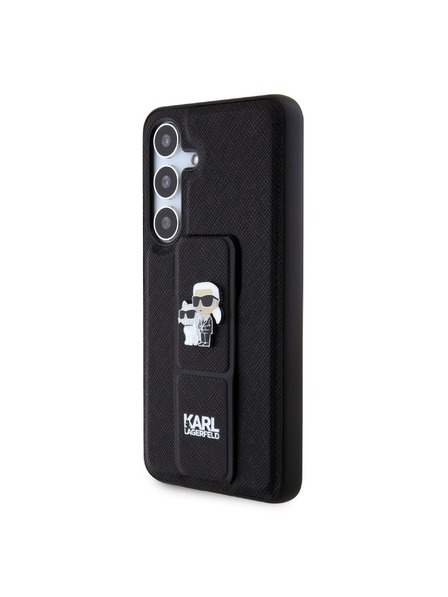 Karl Lagerfeld Karl Lagerfeld Saffiano Grip Stand Metal Logo Zadní Kryt pro Samsung Galaxy S24 Black