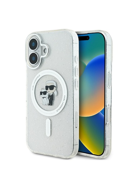 Karl Lagerfeld Karl Lagerfeld IML Glitter Karl and Choupette MagSafe Zadní Kryt pro iPhone 16 Transparent