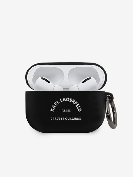 Karl Lagerfeld Rue St Guillaume Silikonové Pouzdro pro Airpods Pro Black Karl Lagerfeld
