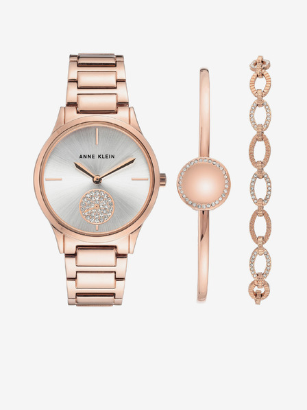 Anne Klein Sada hodinek a náramků ve zlatorůžové barvě Anne Klein