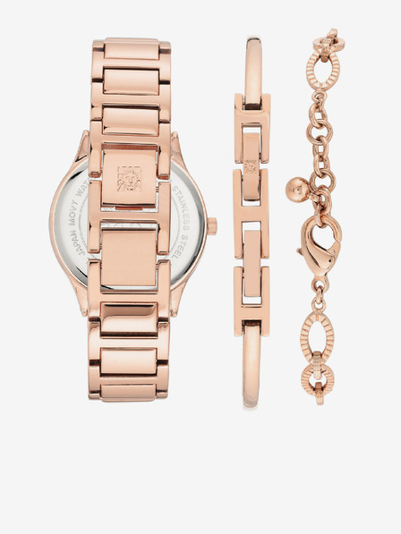 Anne Klein Sada hodinek a náramků ve zlatorůžové barvě Anne Klein
