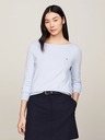Tommy Hilfiger Dámsky svetlo modrý jemne pletený sveter s lodičkovým výstrihom Tommy Hilfiger