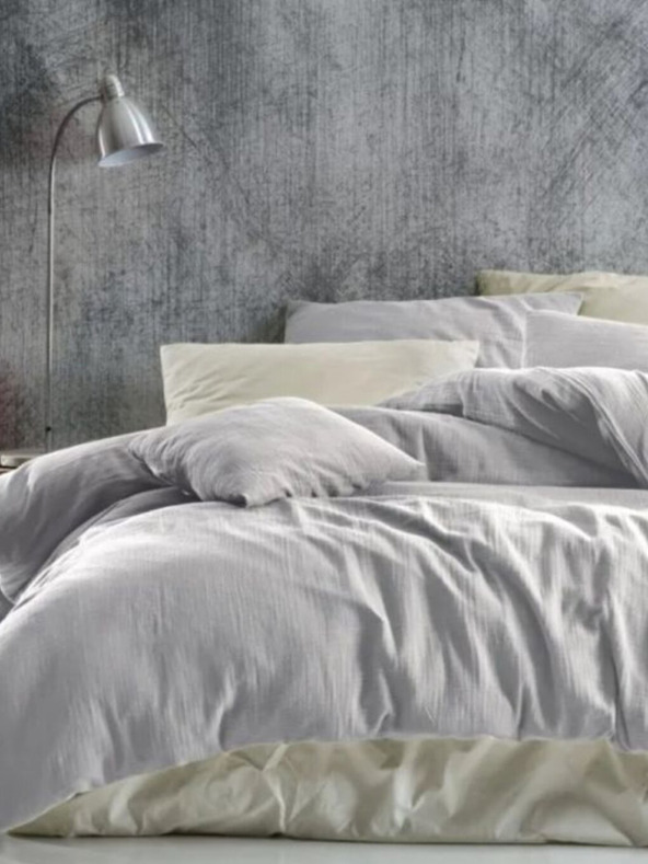 Kvalitex Francouzské mušelínové povlečení 200x200, 70x90cm světle šedé Kvalitex