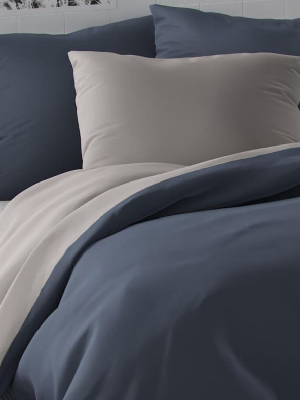 Kvalitex Saténové prodloužené povlečení LUXURY COLLECTION 140x220, 70x90cm tmavě šedé / světle šedé