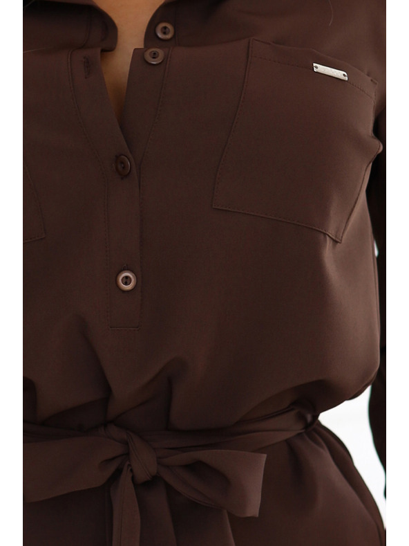 numoco CAMILLE Košilové šaty s kapsami a zavazováním