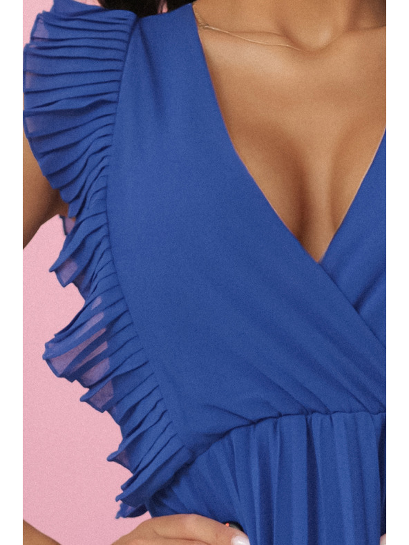 numoco EMILY Plisované šaty s volánky a výstřihem