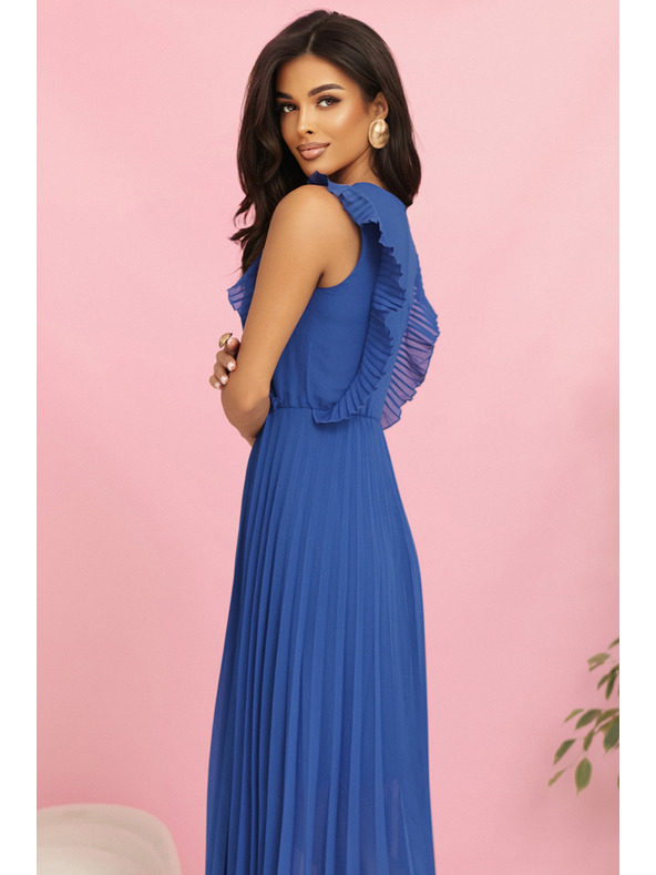 numoco EMILY Plisované šaty s volánky a výstřihem