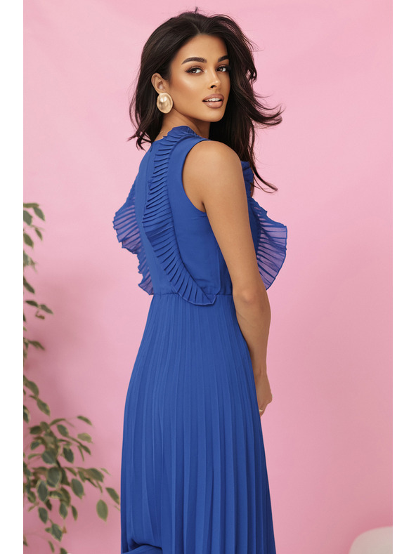 numoco EMILY Plisované šaty s volánky a výstřihem