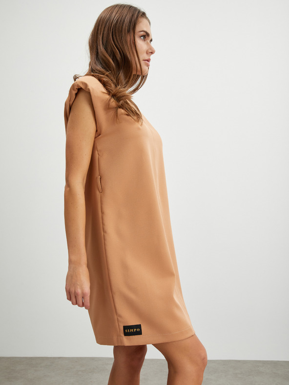 SIMPO Béžové dámské šaty Simpo Wide