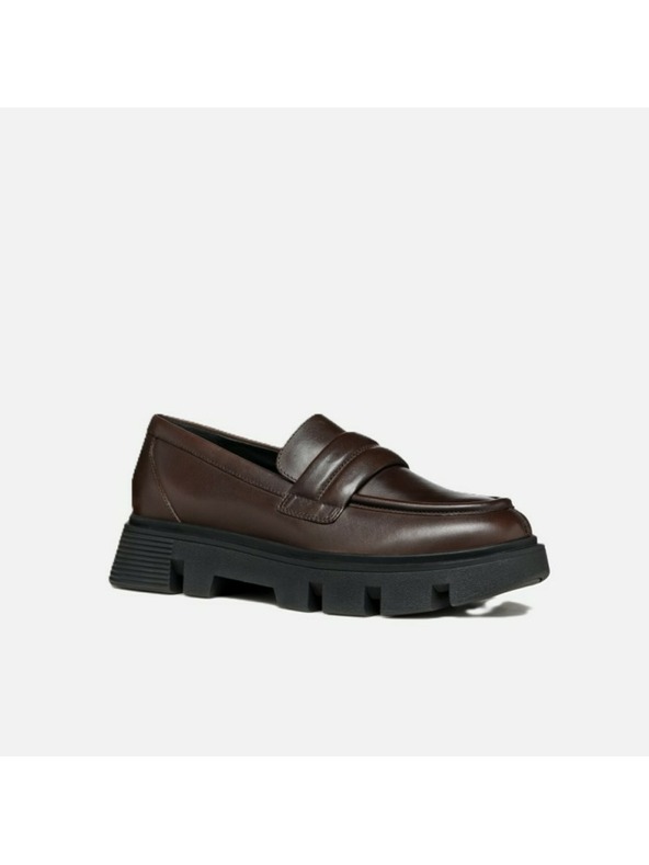 Geox Tmavě hnědé dámské mokasíny Geox Vilde