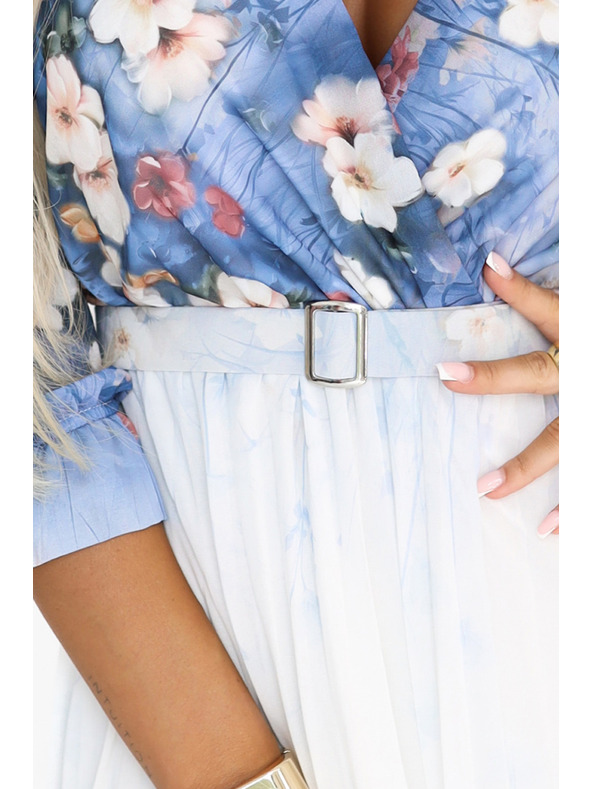 numoco Vzdušné midi šaty s výstřihem do V a sklady