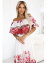 numoco Dlouhé letní šaty s květinovým červeným ombré vzorem