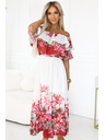 numoco Dlouhé letní šaty s květinovým červeným ombré vzorem