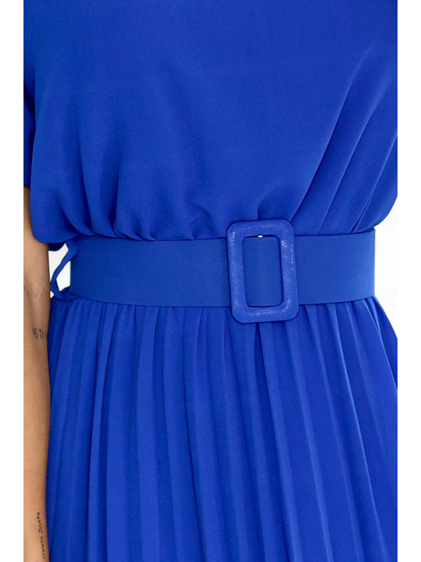 numoco Plisované šifonové midi šaty MIA s širokým páskem