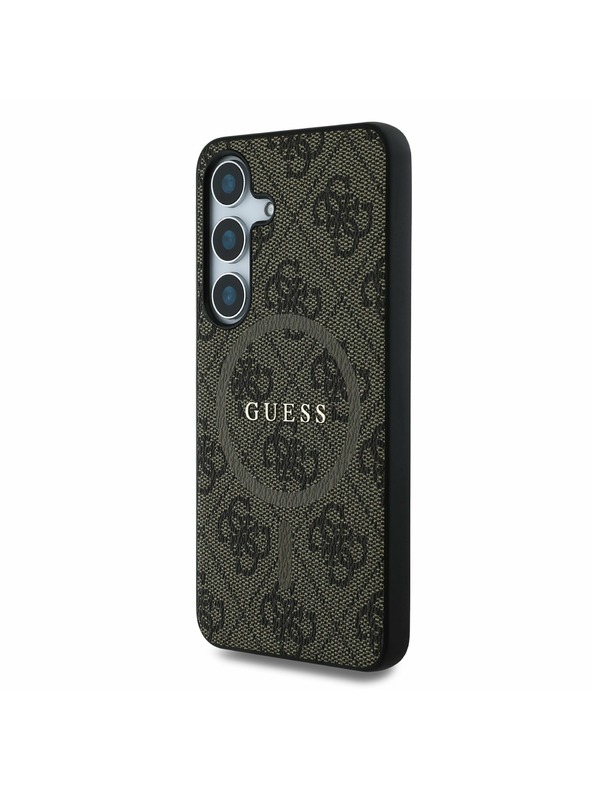 Guess Guess PU Leather 4G Colored Ring MagSafe Zadní Kryt pro Samsung Galaxy S25 Brown