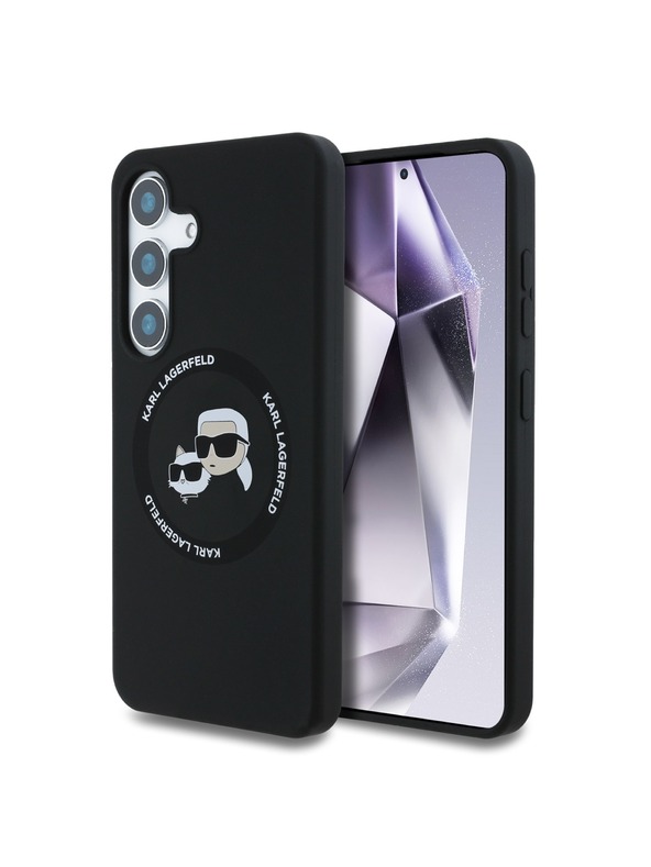 Karl Lagerfeld Karl Lagerfeld Liquid Silicone K&CH Heads MagSafe Zadní Kryt pro Samsung Galaxy S25 Black