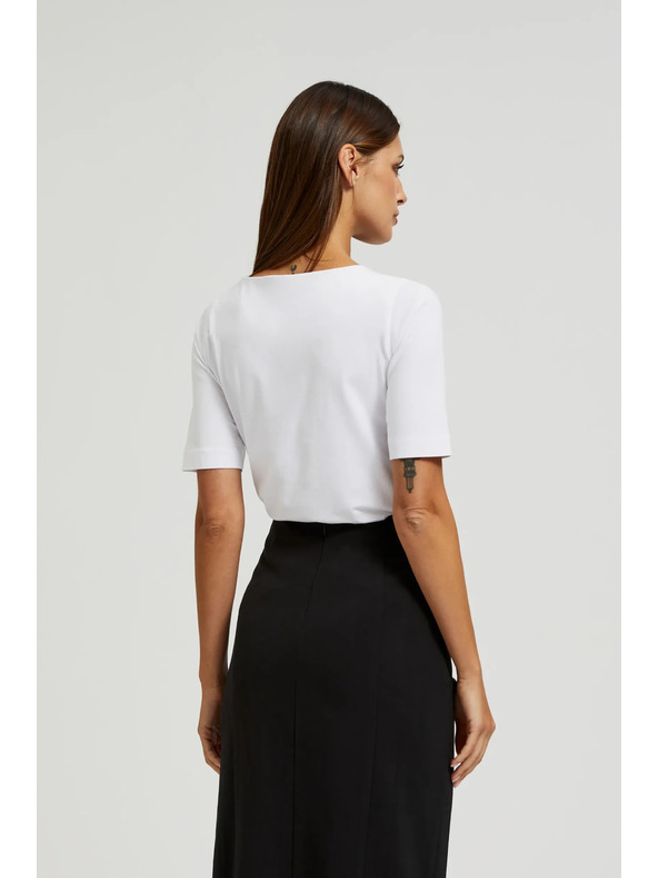 Moodo Bílé basic triko s tříčtvrtečním rukávem