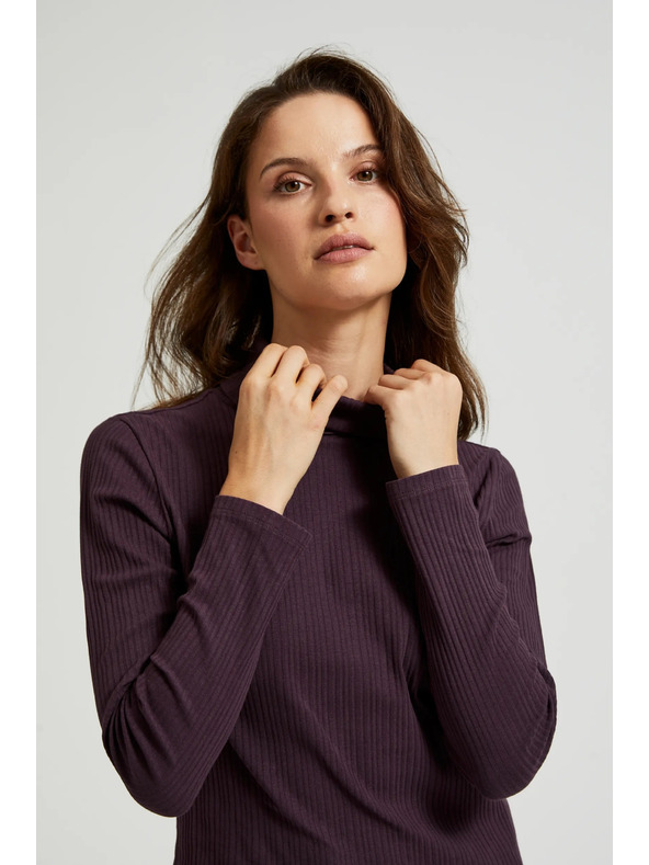 Moodo Tmavě fialový dámský top s dlouhým rukávem