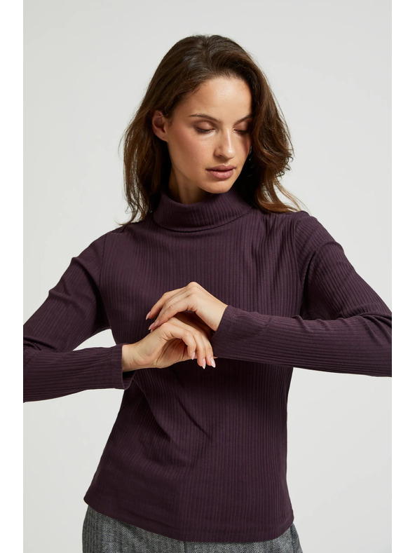 Moodo Tmavě fialový dámský top s dlouhým rukávem