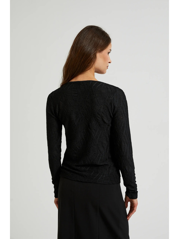 Moodo Černý dámský top s dlouhým rukávem