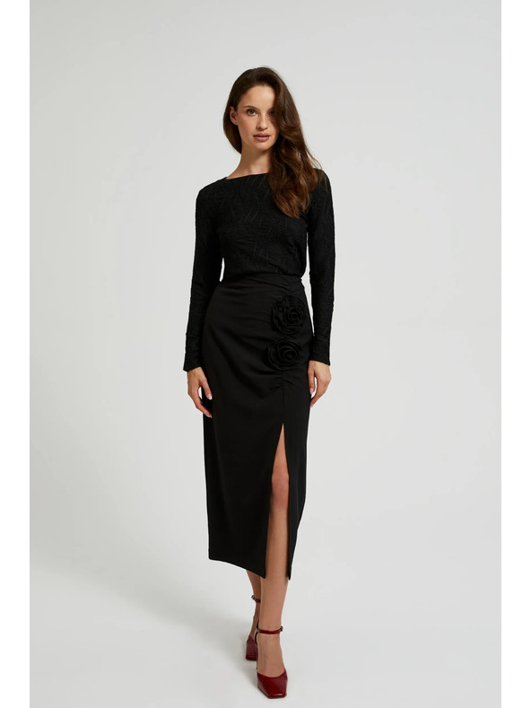 Moodo Černý dámský top s dlouhým rukávem