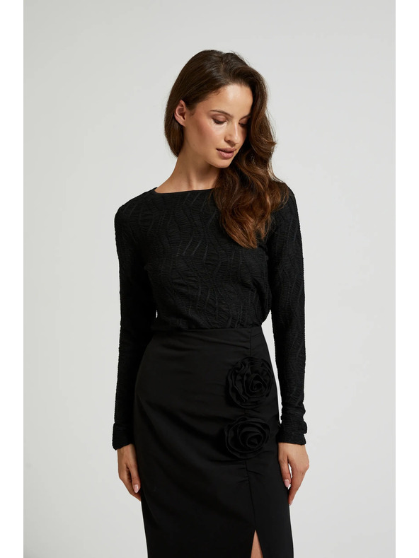 Moodo Černý dámský top s dlouhým rukávem