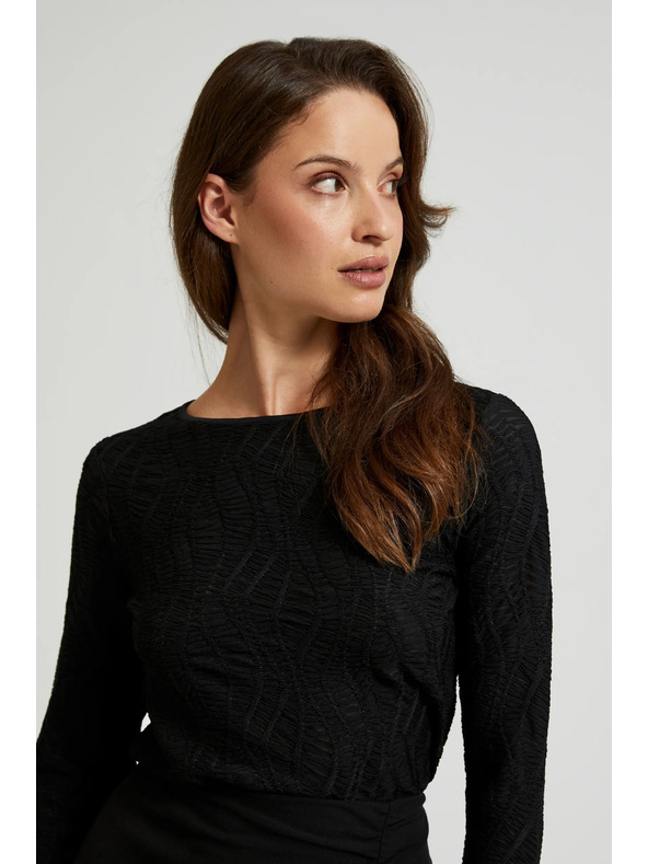 Moodo Černý dámský top s dlouhým rukávem