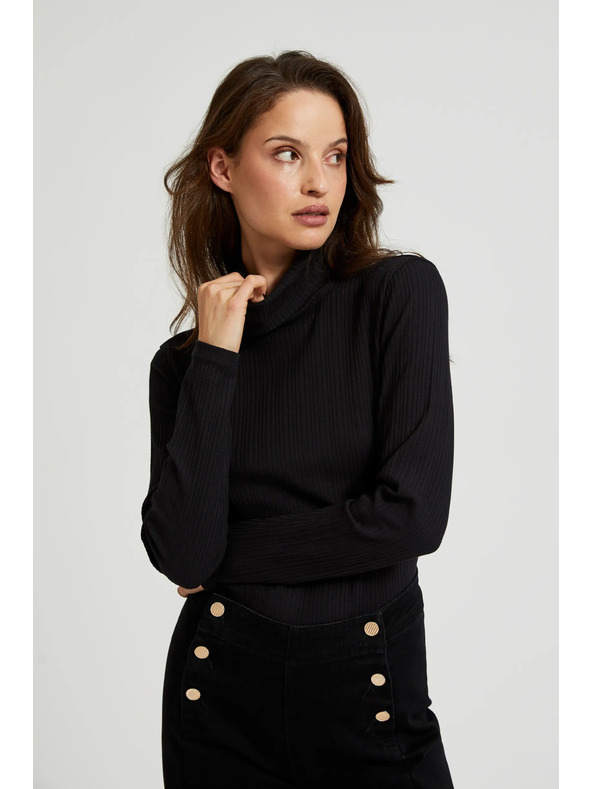 Moodo Černý dámský top s dlouhým rukávem