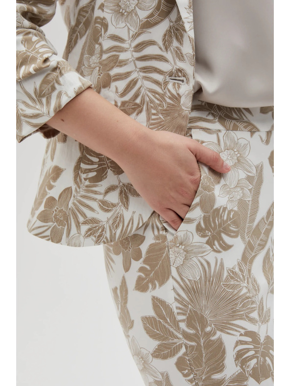 Moodo Bílé dámské květované kalhoty Moodo