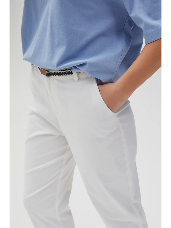 Moodo Bílá dámské kalhoty s páskem Moodo