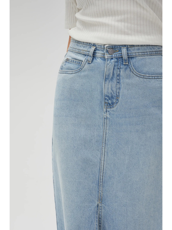 Moodo Džínová dlouhá sukně s rozparkem Moodo