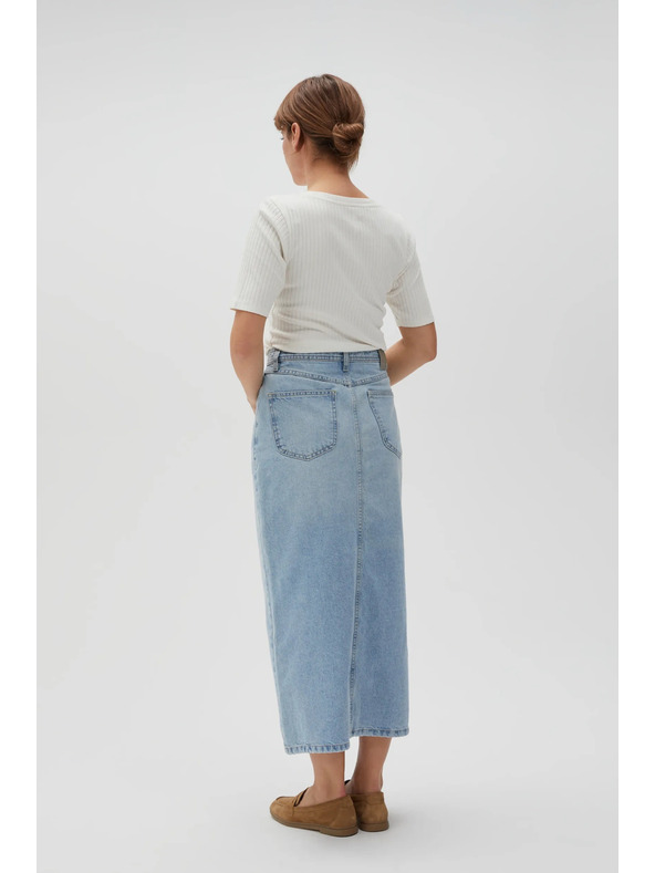 Moodo Džínová dlouhá sukně s rozparkem Moodo