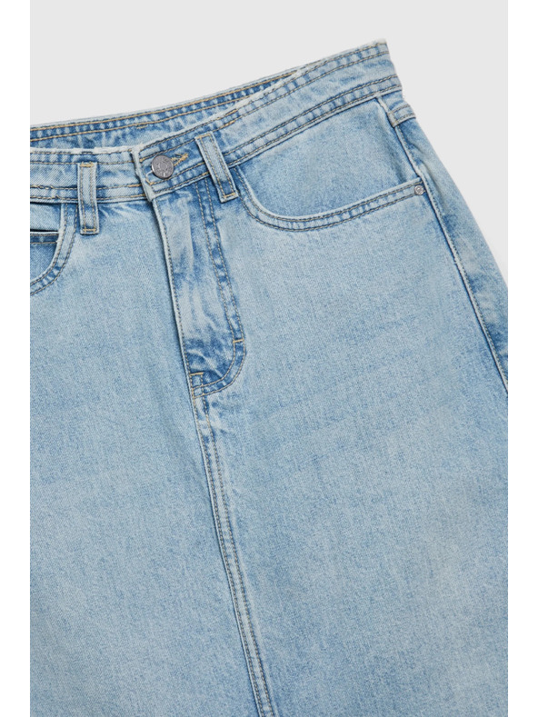 Moodo Džínová dlouhá sukně s rozparkem Moodo