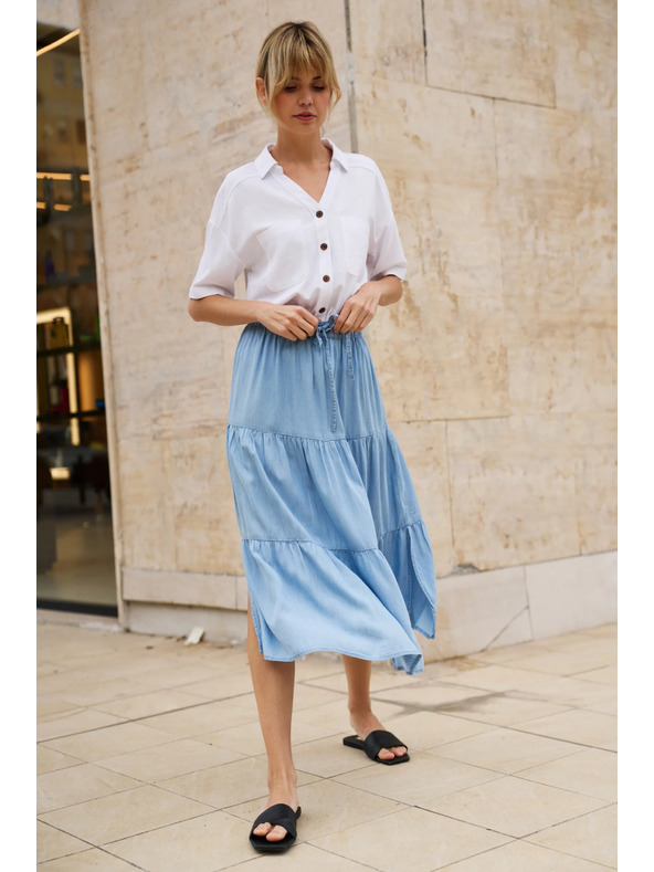 Moodo Světle modrá dámská sukně Moodo