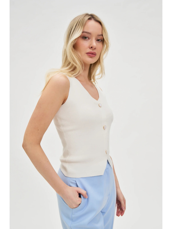 Moodo Bílé dámské tílko s knoflíky Moodo