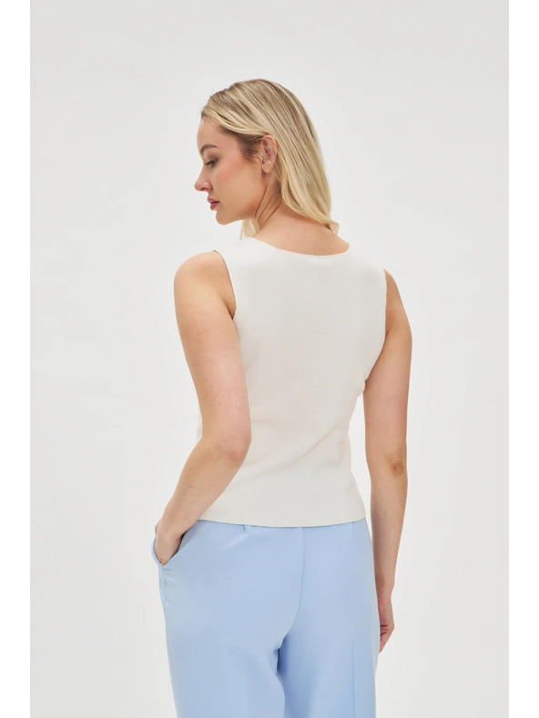 Moodo Bílé dámské tílko s knoflíky Moodo