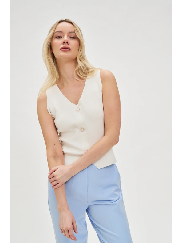 Moodo Bílé dámské tílko s knoflíky Moodo