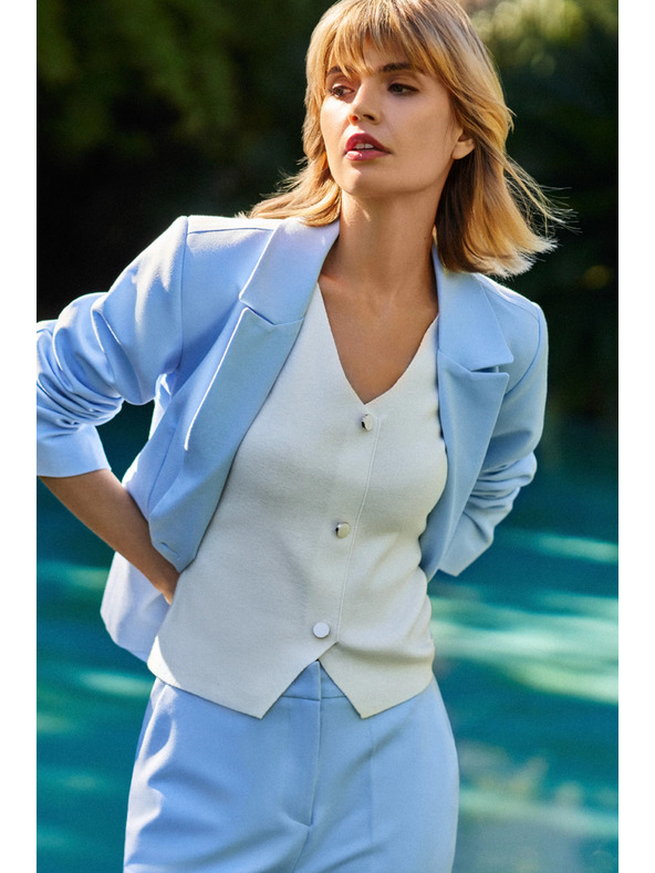 Moodo Bílé dámské tílko s knoflíky Moodo